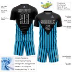 Personalized Soccer Jersey - Black Sky Blue White Lines Sublimation Uniform Personalized Black Sky Blue-White Lines Sublimation