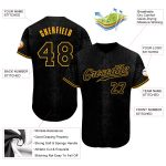 Custom Name Number Authentic Baseball Jersey 3D Black Gold Snakeskin Design - Personalized Team Apparel Personalized Black