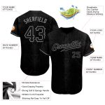 Custom Personalized Black Snakeskin 3D Baseball Jersey with Team Name and Number - Authentic Gray Design Personalized Black