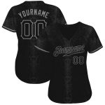 Custom Personalized Black Snakeskin 3D Baseball Jersey with Team Name and Number - Authentic Gray Design Personalized Black
