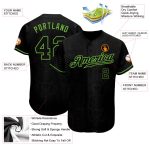 Custom Name and Number Authentic Baseball Jersey Black Snakeskin 3D Pattern Black-Neon Green Design Personalized Black Snakeskin