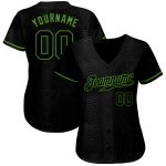 Custom Name and Number Authentic Baseball Jersey Black Snakeskin 3D Pattern Black-Neon Green Design Personalized Black Snakeskin