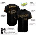 Personalized Black Snakeskin 3D Baseball Jersey in Old Gold - Custom Sports Apparel Personalized Black Snakeskin Black-Old