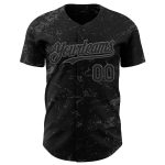Personalized 3D Abstract Splatter Texture Baseball Jersey in Black Steel Gray Personalized Black Steel Gray 3D Abstract Splatter
