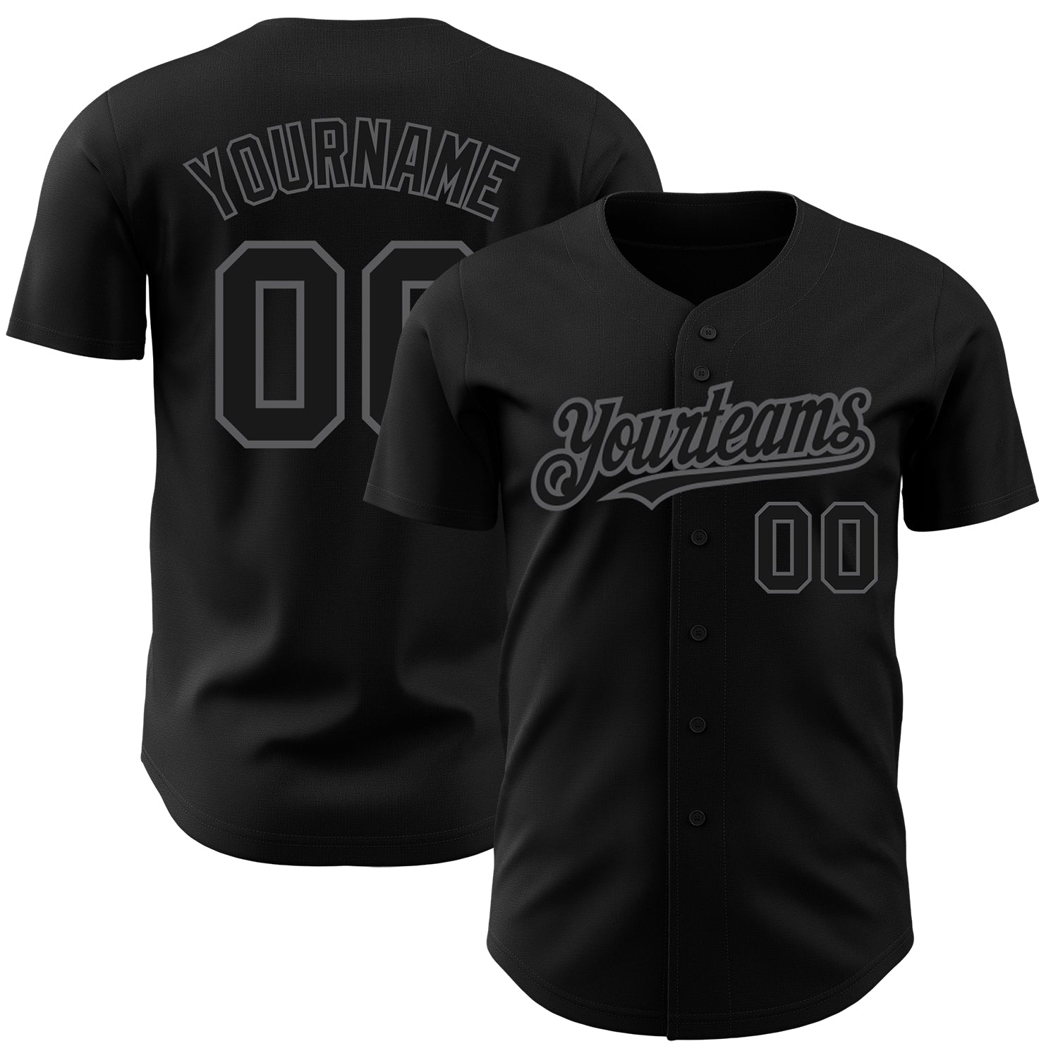 Custom Black Steel Gray Baseball Jersey with Personalized Name & Number - Authentic Team Apparel Personalized Black Steel