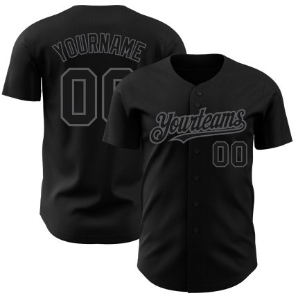 Personalized Gray Black Steel Baseball Jersey for Custom Team Apparel Personalized Black Steel Gray Baseball Jersey