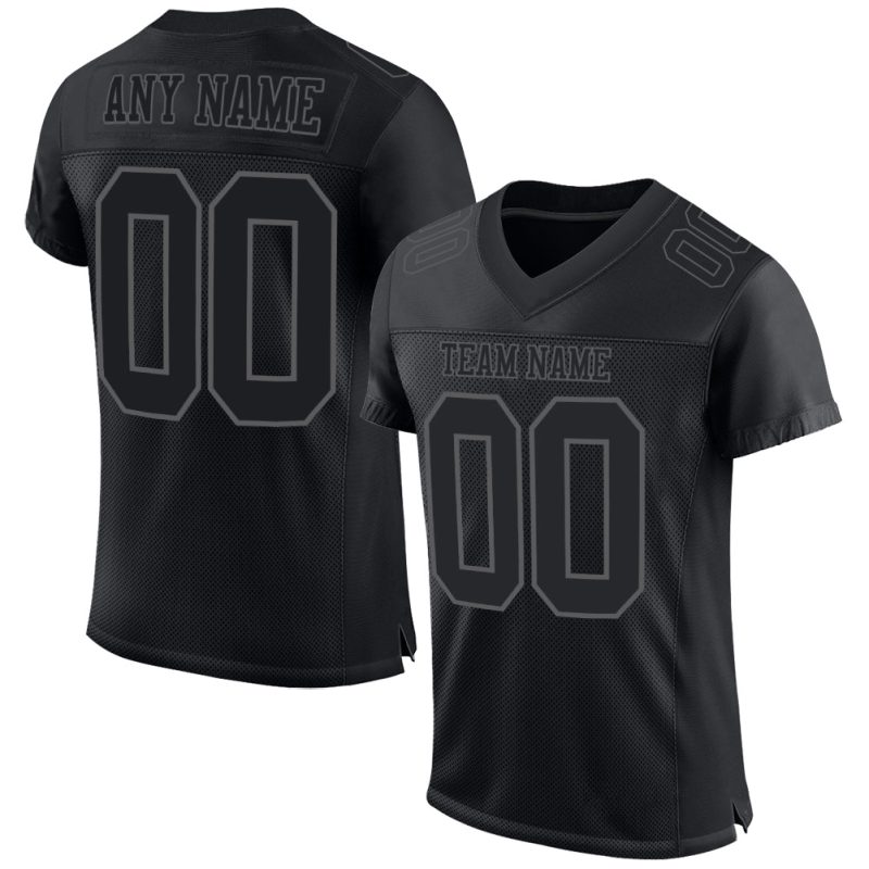 Custom Name and Number Authentic Football Jersey - Personalized Black Steel Gray Mesh Team Jersey Personalized Black Steel