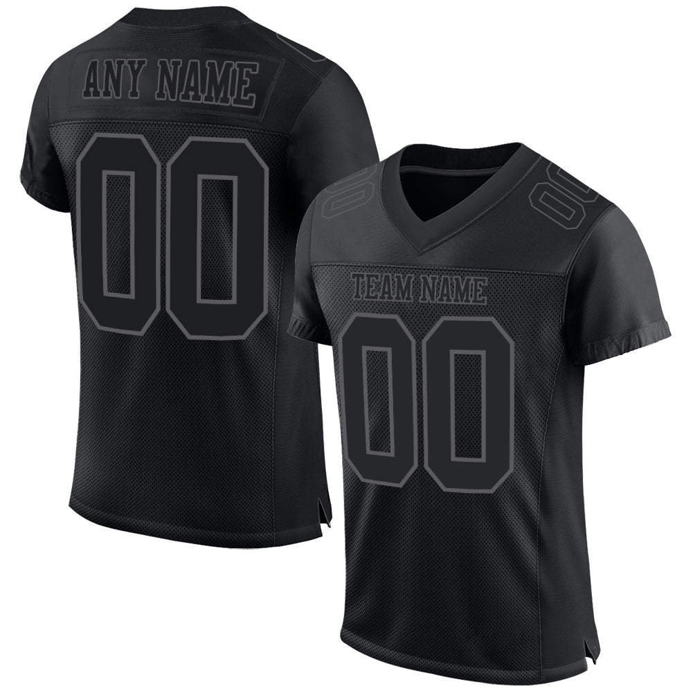 Custom Name and Number Authentic Football Jersey - Personalized Black Steel Gray Mesh Team Jersey Personalized Black Steel