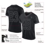 Custom Name and Number Personalized Authentic Throwback Football Jersey - Black Steel Gray Mesh Personalized Black Steel