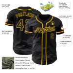 Personalized Black Gray Ink Splash Gold Baseball Jersey for Men and Women Personalized Black Steel Gray Splash Ink Gold Baseball