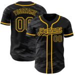 Personalized Black Gray Ink Splash Gold Baseball Jersey for Men and Women Personalized Black Steel Gray Splash Ink Gold Baseball
