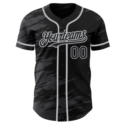 Custom Black Steel Gray Ink Splash Baseball Jersey with Personalized Name & Number Personalized Black Steel Gray Splash Ink
