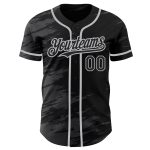 Personalized Black Steel Gray Ink Splash Baseball Jersey - Custom Sports Apparel Personalized Black Steel Gray Splash Ink