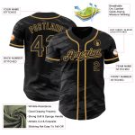 Personalized Black Steel Gray Splash Ink Baseball Jersey - Old Gold Color Personalized Black Steel Gray Splash Ink Old Gold