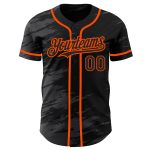 Custom Baseball Jersey with Personalized Name and Number - Black Steel Gray Splash Ink Orange Design Personalized Black Steel