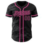 Custom Name and Number Baseball Jersey - Personalized Pink Gray Splash Ink Black Steel Design Personalized Black Steel Gray