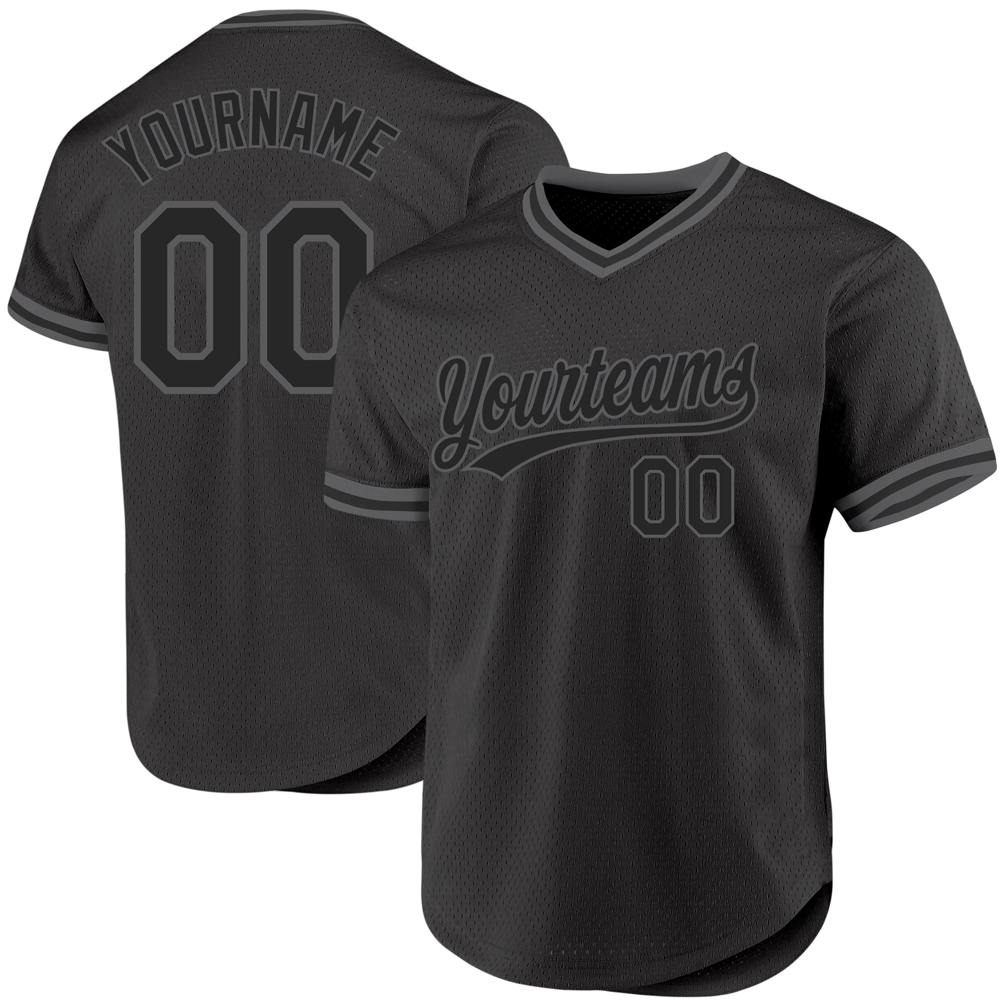 Personalized Black Steel Gray Baseball Jersey | Customize Your Throwback Style Personalized Black Steel Gray Throwback Baseball