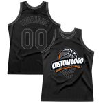Personalized Black Steel Gray Basketball Jersey - Custom Throwback Style Personalized Black Steel Gray Throwback Basketball