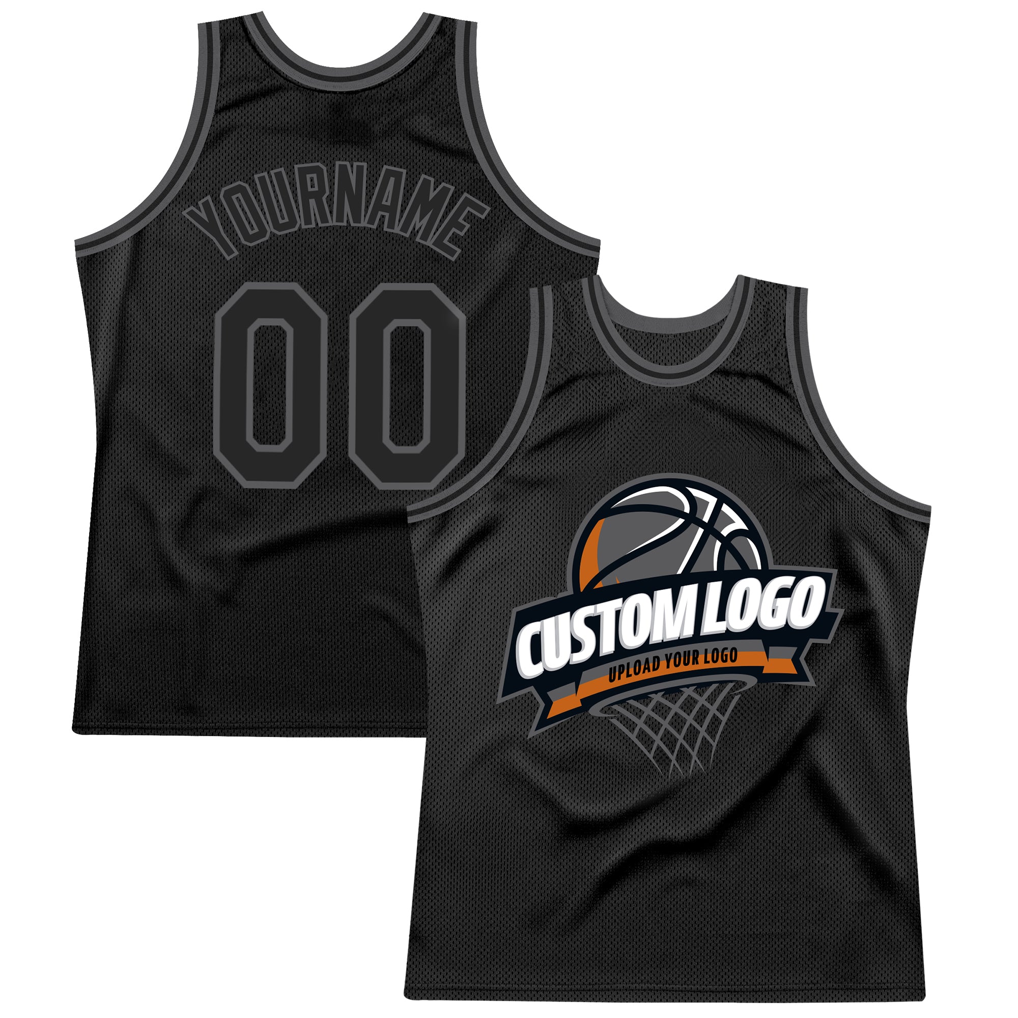 Personalized Black Steel Gray Basketball Jersey - Custom Throwback Style Personalized Black Steel Gray Throwback Basketball