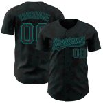 Personalized 3D Curve Lines Black Teal Baseball Jersey - Custom Mens Sports Apparel Personalized Black Teal 3D Curve Lines