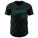 Personalized 3D Curve Lines Black Teal Baseball Jersey - Custom Mens Sports Apparel Personalized Black Teal 3D Curve Lines