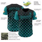 Custom 3D Geometric Shapes Baseball Jersey in Black Teal - Unique Personalized Sportswear Personalized Black Teal 3D Geometric