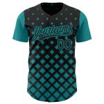 Custom 3D Geometric Shapes Baseball Jersey in Black Teal - Unique Personalized Sportswear Personalized Black Teal 3D Geometric