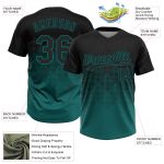 Personalized Black Teal Softball Jersey Unisex 3D Gradient Square Shapes Two-Button Design Personalized Black Teal 3D Gradient