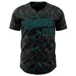 Custom Team Name & Number 3D Abstract Black Teal Pattern Baseball Jersey - Personalized Authentic Design Personalized Black