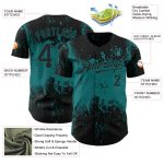 Custom Name & Number Abstract Grunge Art Baseball Jersey - Personalized Black Teal 3D Pattern Design Team Apparel Personalized