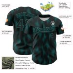 Custom Name and Number Baseball Jersey - Personalized Black Teal 3D Halftone Dots Design Personalized Black Teal 3D Pattern