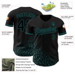 Custom Name and Number Leopard Print Baseball Jersey Black Teal 3D Pattern Fade Fashion Design Personalized Black Teal 3D
