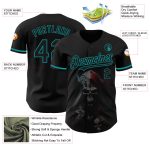 Personalized 3D Skull Black Teal Fashion Baseball Jersey for Men and Women Personalized Black Teal 3D Skull Fashion Baseball