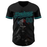 Personalized 3D Skull Black Teal Fashion Baseball Jersey for Men and Women Personalized Black Teal 3D Skull Fashion Baseball