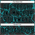 Personalized Black Teal Abstract 3D Bomber Varsity Letterman Jacket Personalized Black Teal Abstract Network 3D Bomber Full-Snap