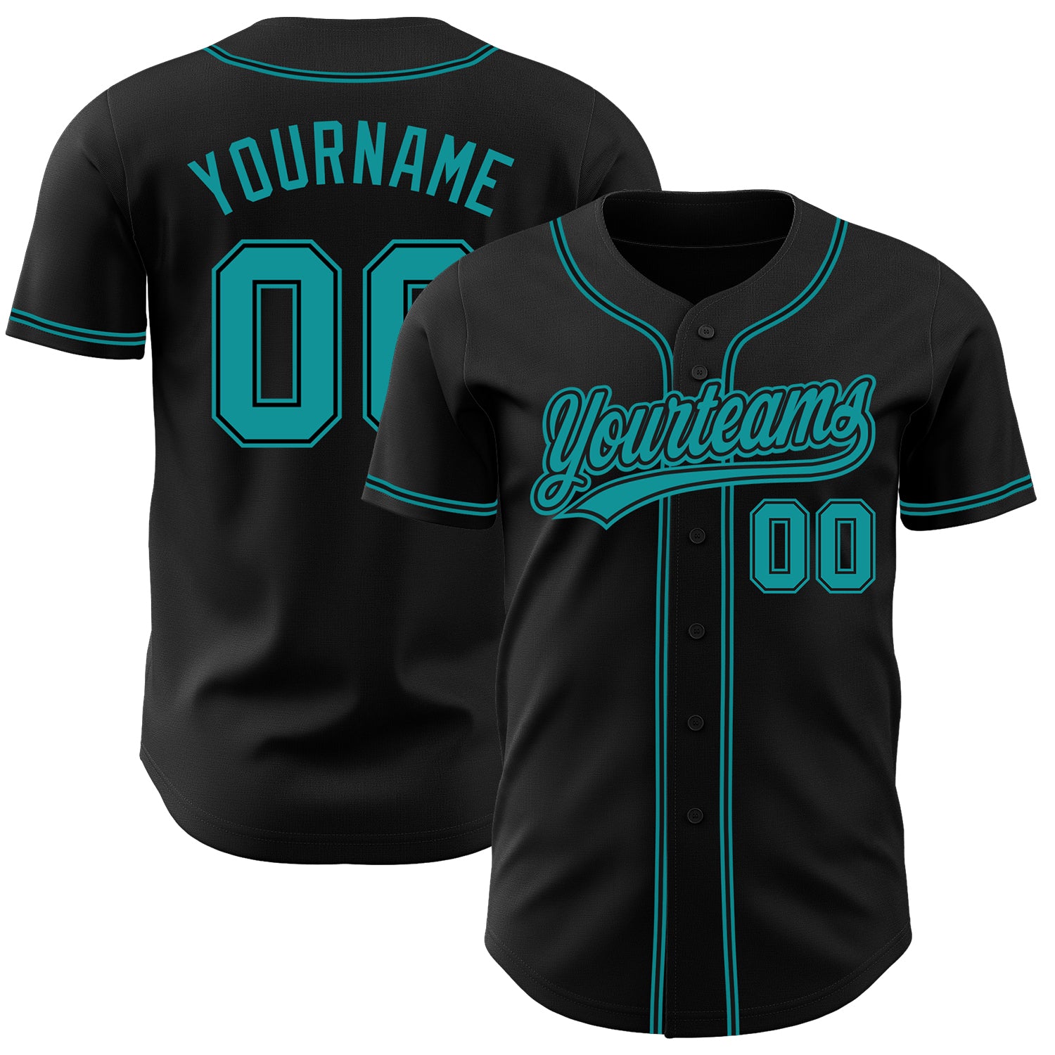 Personalized Baseball Jersey - Authentic Black and Teal Design for Custom Team Spirit Personalized Black Teal Authentic Baseball