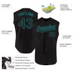 Custom Name and Number Personalized Black Teal Baseball Jersey - Authentic Sleeveless Team Apparel Personalized Black Teal