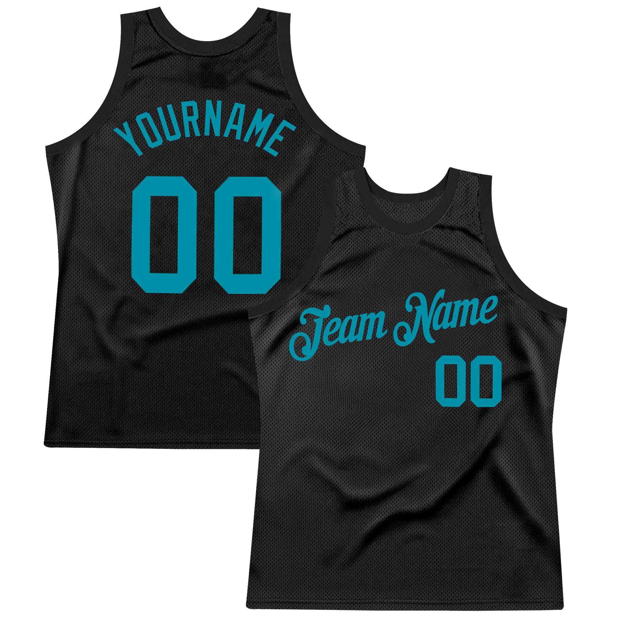 Personalized Authentic Black Teal Basketball Jersey - Custom Throwback Style Personalized Black Teal Authentic Throwback