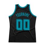 Custom Personalized Basketball Jersey - Black Teal Authentic Throwback with Team Name and Number Personalized Black Teal