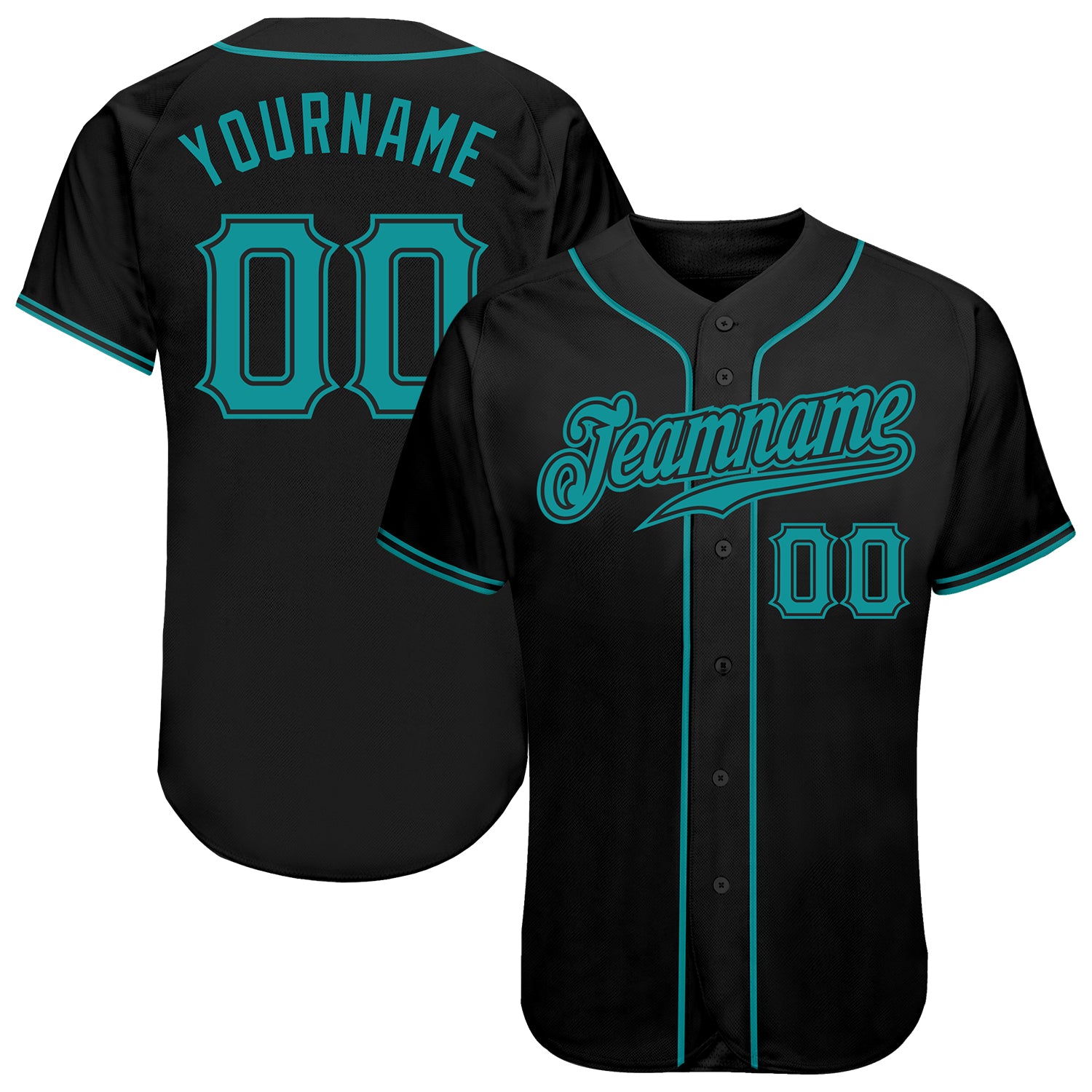 Personalized Black and Teal Baseball Jersey - Customizable Sports Apparel Personalized Black Teal Baseball Jersey