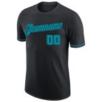 Personalized Teal Black Performance T-Shirt for Men and Women - Custom Activewear Personalized Black Teal-Black Performance