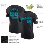 Personalized Teal Black Performance T-Shirt for Men and Women - Custom Activewear Personalized Black Teal-Black Performance