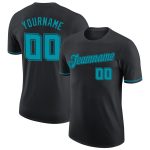 Personalized Teal Black Performance T-Shirt for Men and Women - Custom Activewear Personalized Black Teal-Black Performance