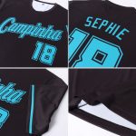 Personalized Teal Black Performance T-Shirt for Men and Women - Custom Activewear Personalized Black Teal-Black Performance