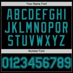 Personalized Black Teal Bomber Varsity Letterman Hoodie Jacket for Men Personalized Black Teal Bomber Full-Snap Varsity Letterman