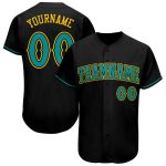 Personalized Black and Teal Gold Baseball Jersey for Men and Women Personalized Black Teal-Gold Baseball Jersey