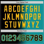 Personalized Teal Gold Gradient Bomber Varsity Letterman Jacket - Full-Snap Black Fashion Outerwear Personalized Black Teal-Gold