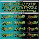 Personalized Teal Gold Gradient Bomber Varsity Letterman Jacket - Full-Snap Black Fashion Outerwear Personalized Black Teal-Gold