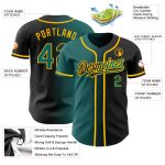 Custom Black Teal Gold Gradient Baseball Jersey - Stylish Personalized Sportswear Personalized Black Teal-Gold Gradient Fashion