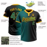 Custom Team Name Number Softball Jersey Unisex Two-Button Gradient Black Teal-Gold Fashion Personalized Black Teal-Gold Gradient